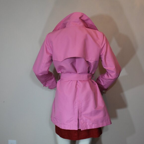 Lauren Ralph Lauren Pink Button up Front Lined Rain Jacket Trench Coat size M - Picture 3 of 9